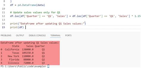 how to update value in pandas dataframe