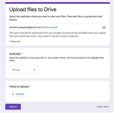 how to upload excel file to google form