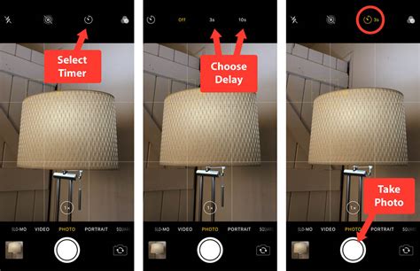 how to use a timer on camera iphone