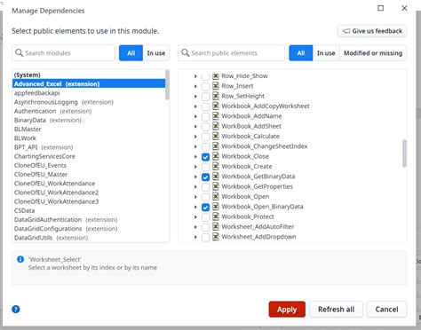how to use advanced excel in outsystems