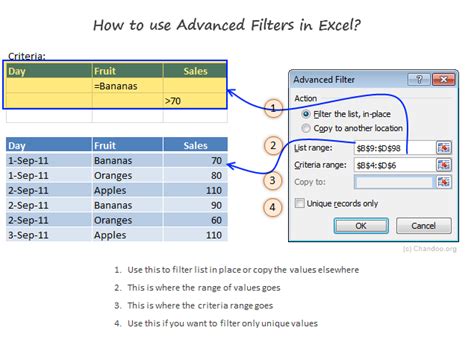 how to use advanced sort and filter in excel
