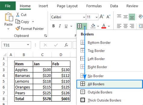 How To Use All Borders In Excel