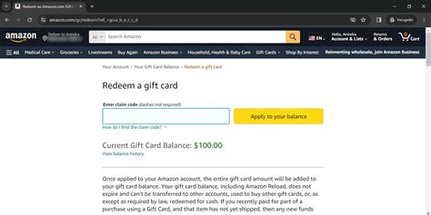 how to use amazon gift card code