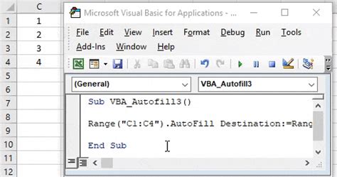 how to use autofill in excel macro