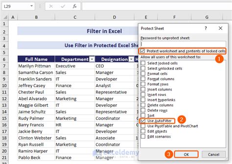 how to use autofilter in protected sheet