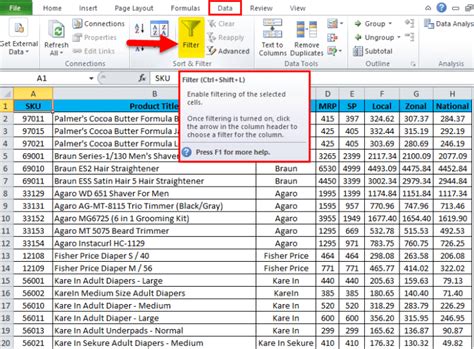 how to use autofilter to display only records in excel