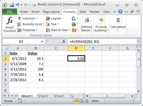 how to use average in excel sheet