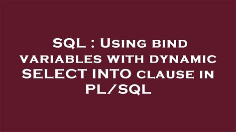 how to use bind variables in dynamic sql in oracle