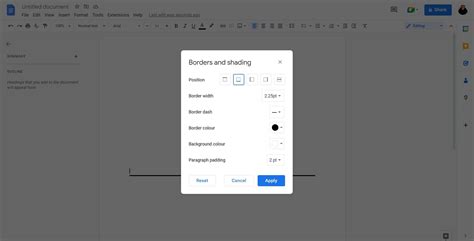 how to use borders and lines in google docs