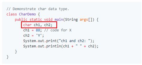 how to use character data type in java