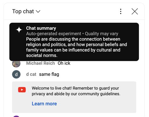 how to use chat summary youtube