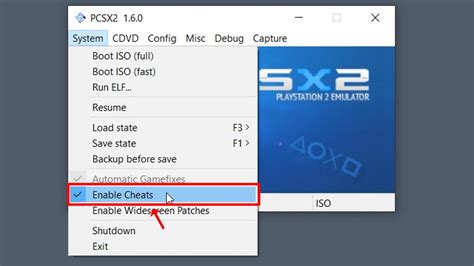 how to use cheats on pcsx2 1.6 0