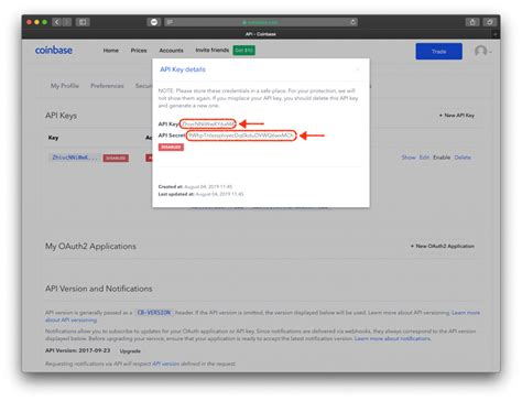 how to use coinbase api key