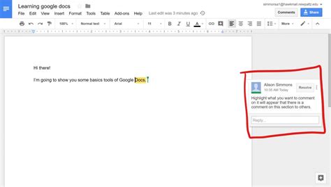 how to use comments on google docs