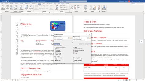 how to use compare in word