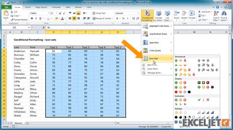 how to use conditional formatting in excel icon sets