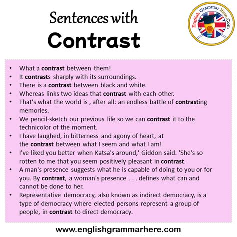 How To Use Contrast In A Sentence
