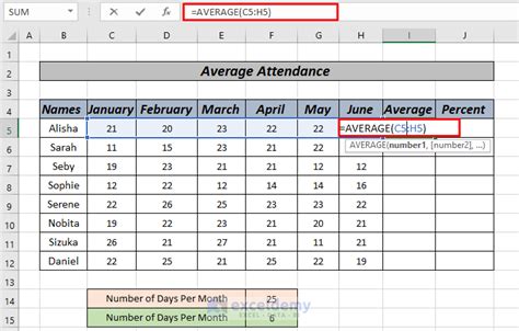 how to use count formula in excel for attendance