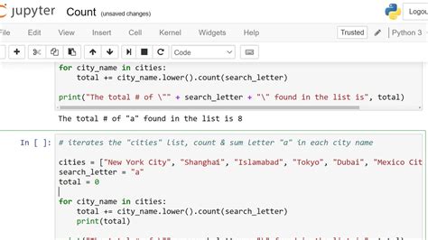 how to use count function in python
