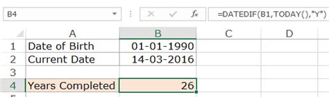 how to use datedif in excel 2016