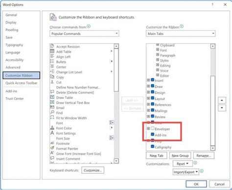 how to use developer in word to create a form
