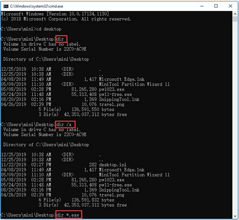 how to use dir command in cmd