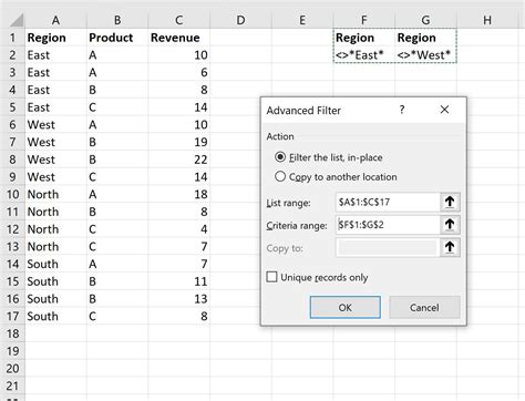 how to use does not contain filter in excel
