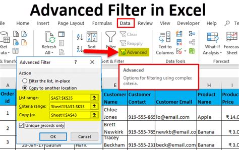 how to use excel advanced filter