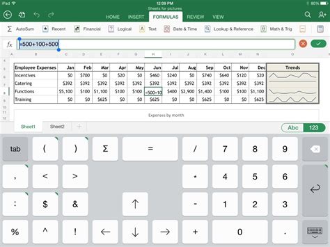 how to use excel spreadsheet on ipad