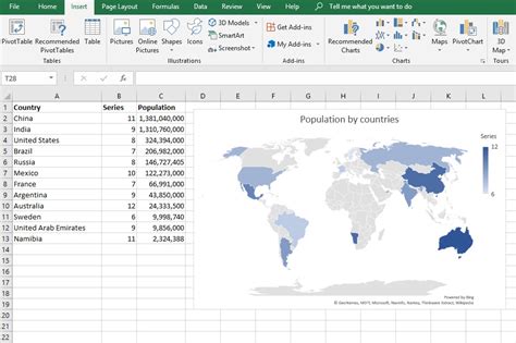 how to use filled map in excel