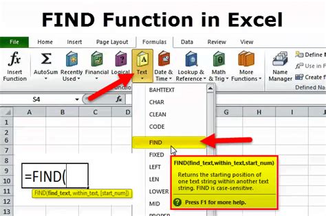 how to use find formula on excel