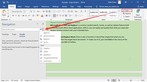 how to use find function in word