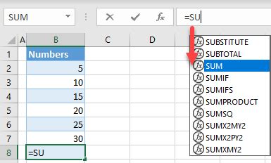 how to use formula autocomplete excel