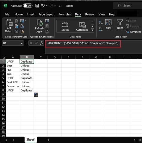 how to use formula to find duplicates in excel