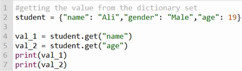 how to use get function in dictionary in python