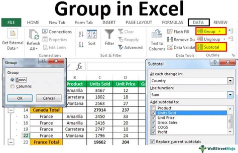 how to use group in excel