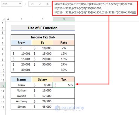 how to use if function in excel to calculate tax