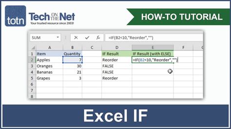 how to use if function in excel with text