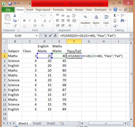 how to use if statement for a range in excel