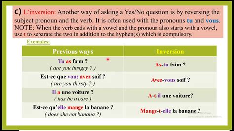 how to use inversion in french questions