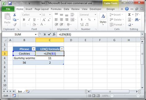 how to use left and len together in excel