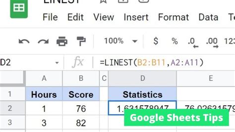 How To Use Linest In Google Sheets