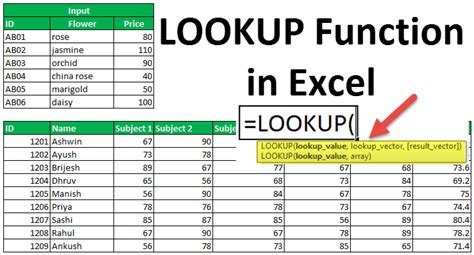 how to use lookup function in excel with example