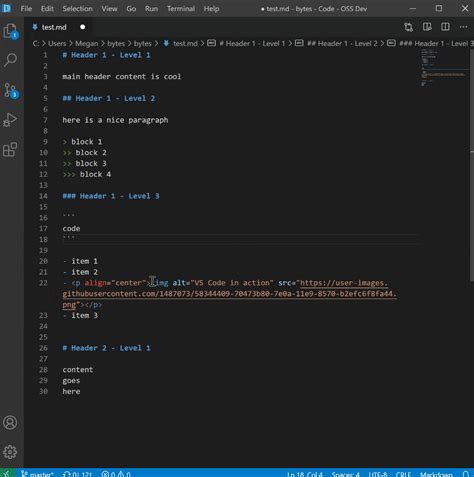 how to use markdown in visual studio code