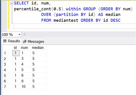 how to use median function in sql