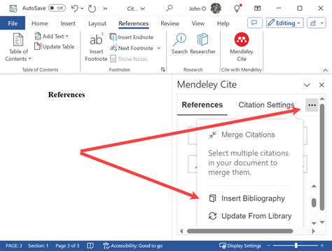 how to use mendeley reference in word