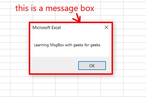 how to use message box in excel vba