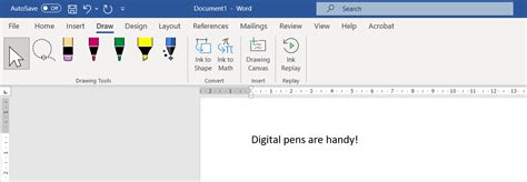 how to use microsoft pen in word