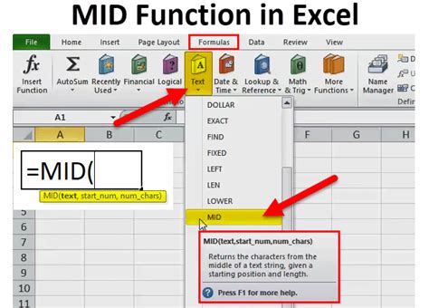 how to use mid and find formula in excel