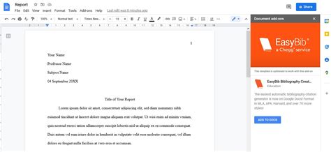 how to use mla citation in google docs